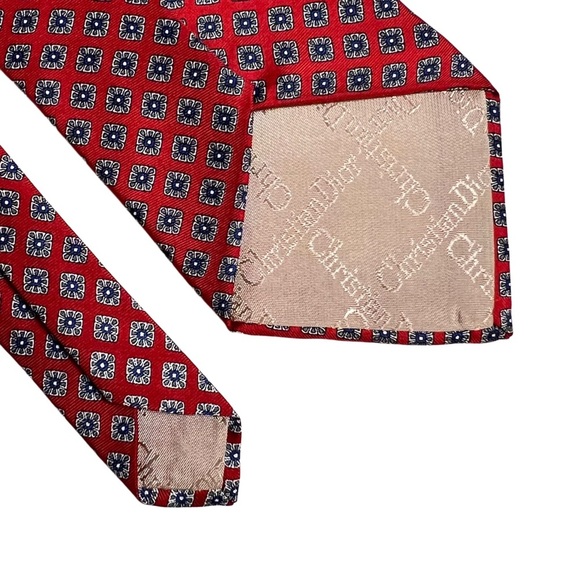 Christian Dior Silk Tie Red Blue‎ design Classic Evening Event - Picture 3 of 5